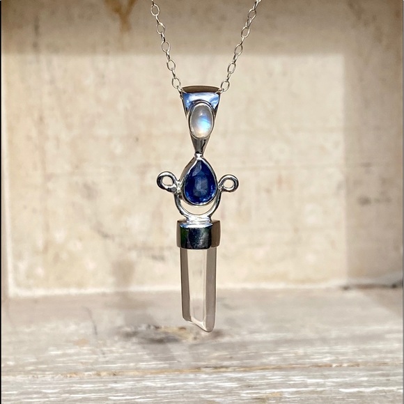Kyanite & Crystal Quartz Necklace - Picture 4 of 15